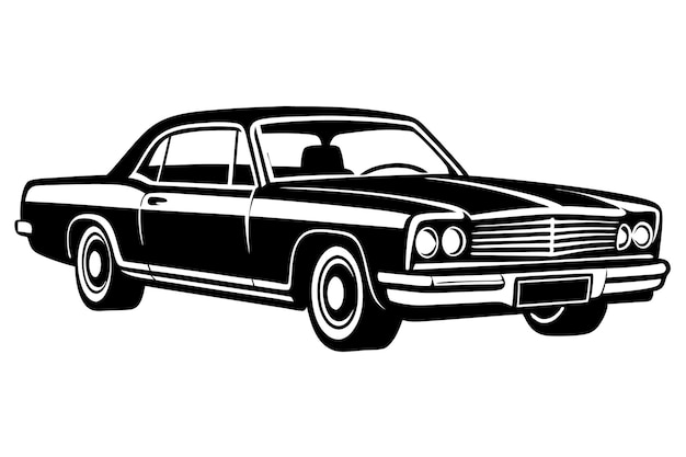 Vector classic car silhouette vector on white background