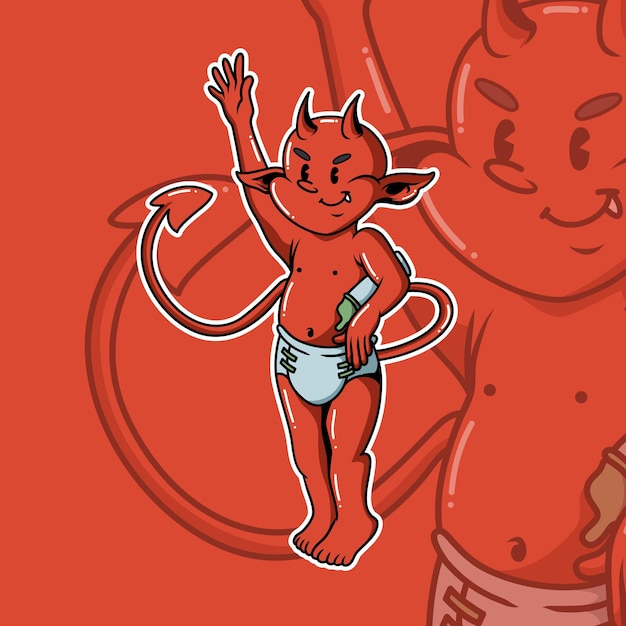 Classic cartoon character of a baby devil