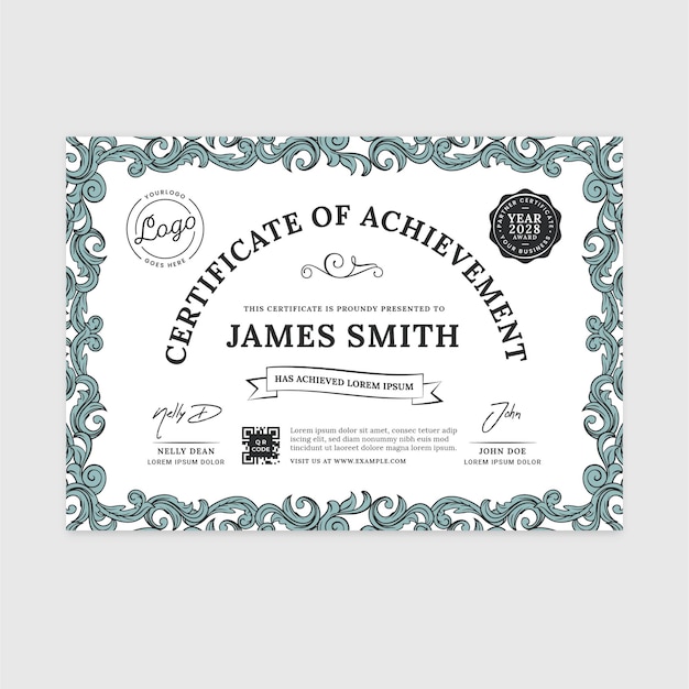 Classic Certificate of Achievement Template in Vector