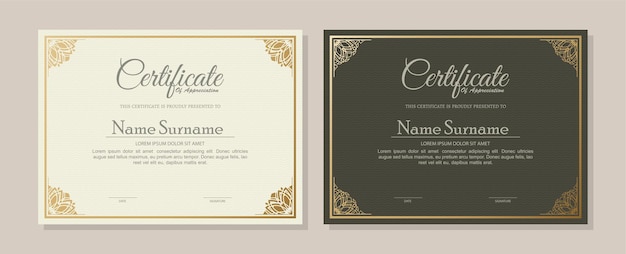 Classic certificate award template