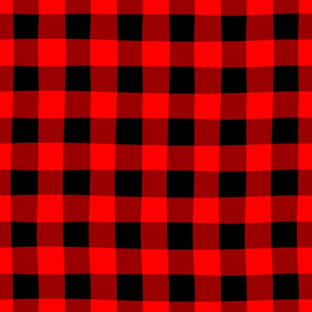 Classic checkered plaid red grid seamless pattern Kitchen towel fabric print template Simple traditional vector background