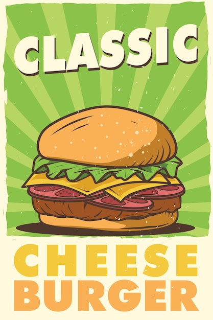 classic cheeseburger poster design