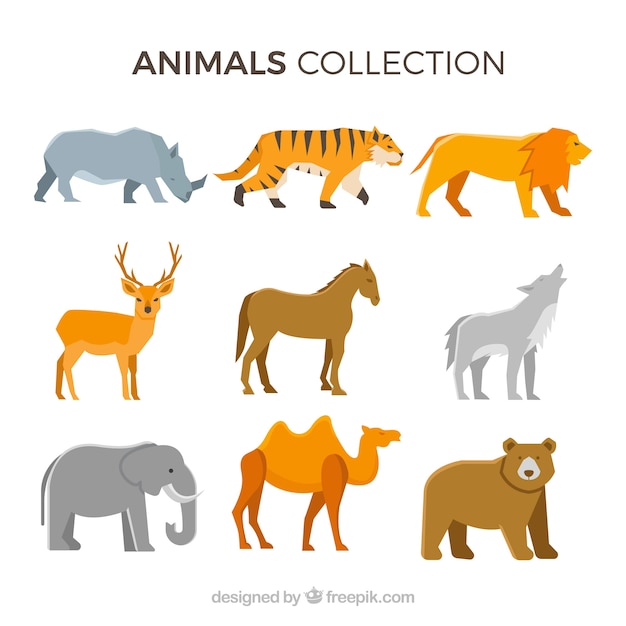 Classic collection of flat animals