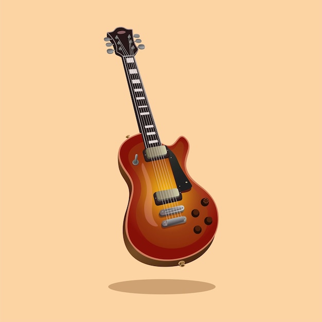 Classic Electic Guitar music instrument object symbol cartoon illustration vector