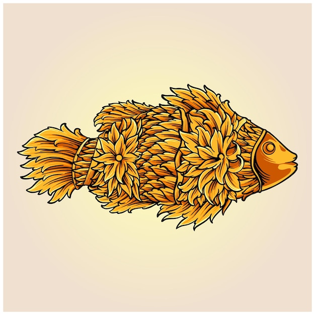 Classic elegant fish ornament illustration