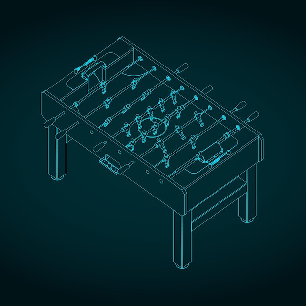 Classic foosball table isometric drawing