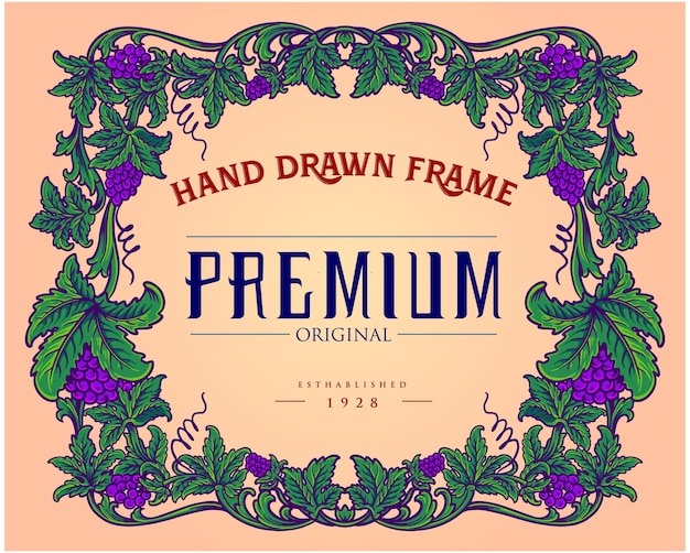 Classic frame wine labels with floral ornate vector illustrations for your work logo merchandise