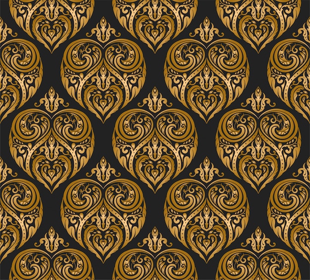 Classic Gold Decorative Floral Seamless Pattern