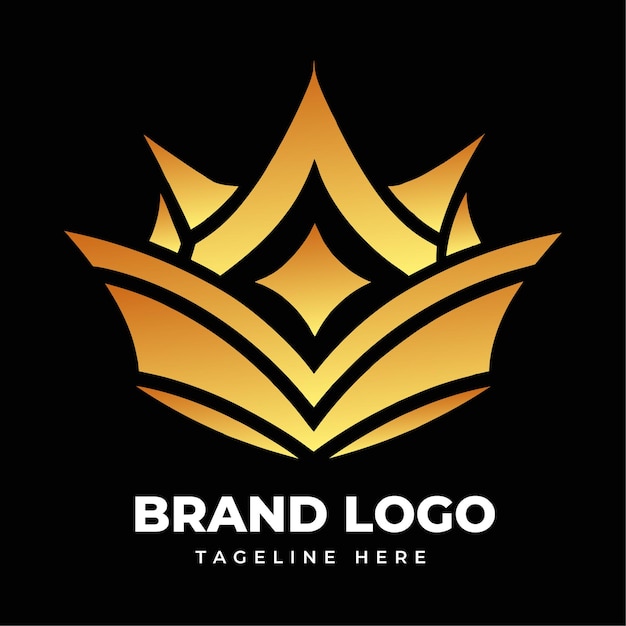 Vector classic golden crown logo for premium brand identity