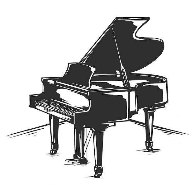 Vector classic grand piano black and white