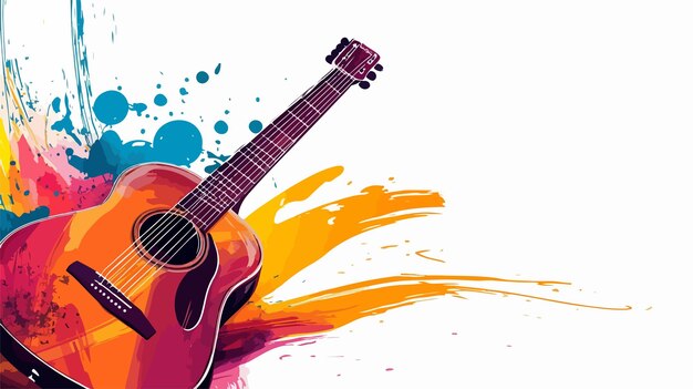 Vector classic guitar music performance on white background