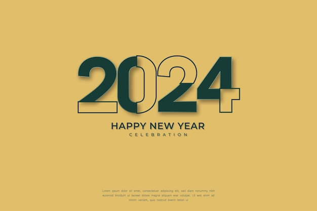 Classic happy new year 2024 design with unique and modern numbers Premium design 2024 for calendar