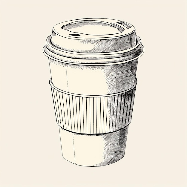 Vector classic illustration of a takeaway coffee cup