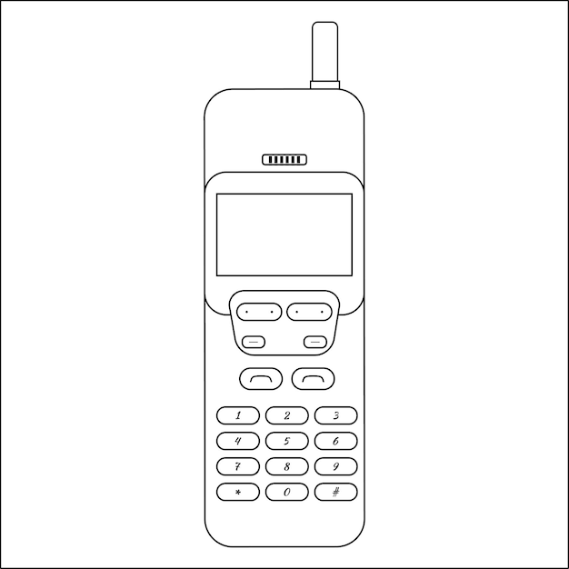 Classic keypad mobile phones coloring pages vector coloring pages for kids