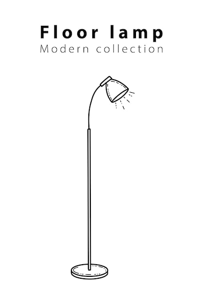 Classic Lamp for the living room, floor lamps, hand-drawn in different sizes and types doodle sketch