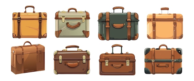 Classic leather retro travel suitcases suitcases in different colors