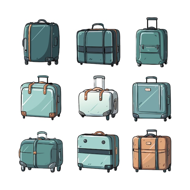 Classic leather retro travel suitcases suitcases in different colors