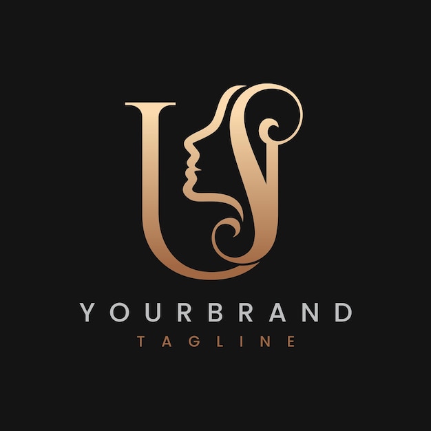 Classic Letter U Beauty Women Face Logo