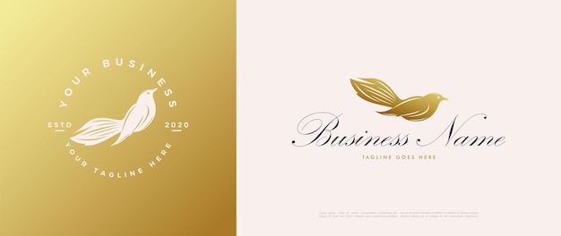 Classic and luxury bird logo in gold color