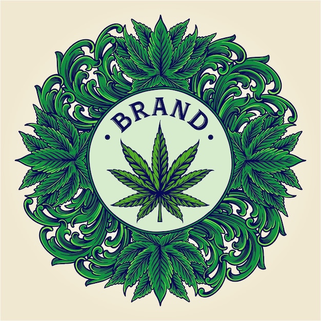 Classic luxury cannabis floral badge vector illustrations for your work logo merchandise tshirt