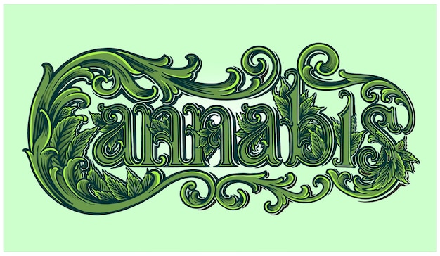 Classic luxury cannabis word lettering vector illustrations for your work logo merchandise tshirt