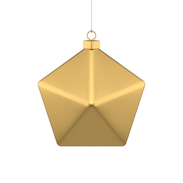 Classic metallic golden polygonal Christmas tree hanging bauble for festive winter holiday vector