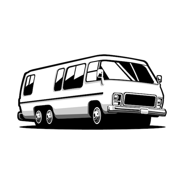 Classic Motor Home Camper Van Silhouette Vector Isolated