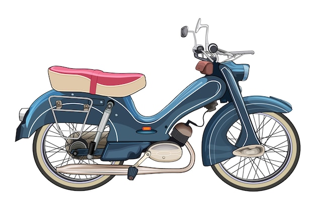 classic motorbike vector blue and saddle with red color suitable for background design