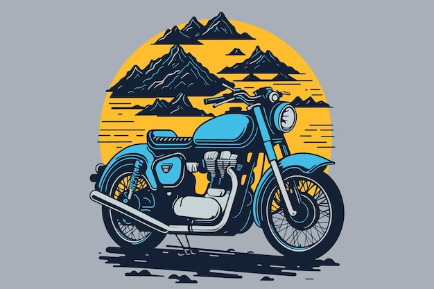 Classic motorcycle color vector illustration Motor bike for logo biker club emblem sticker t shirt design print