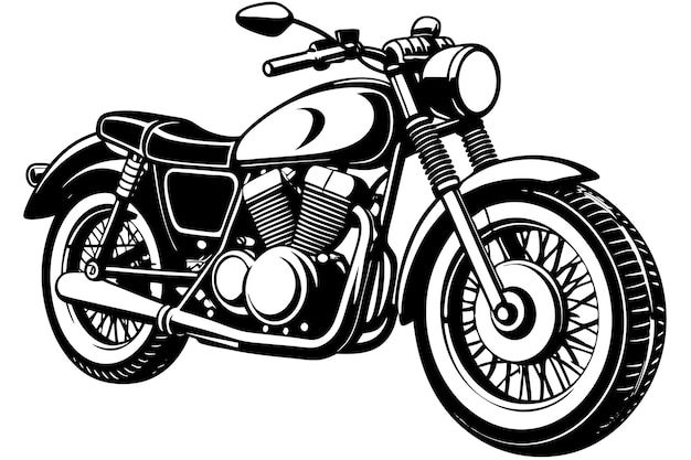 Vector classic motorcycle front view design monochrome concept illustration