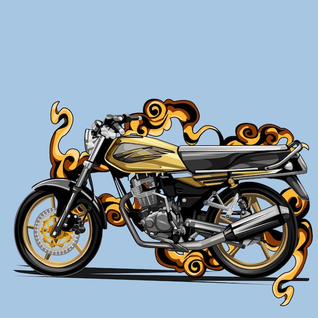 Vector classic motorcycle isolated on smoke background