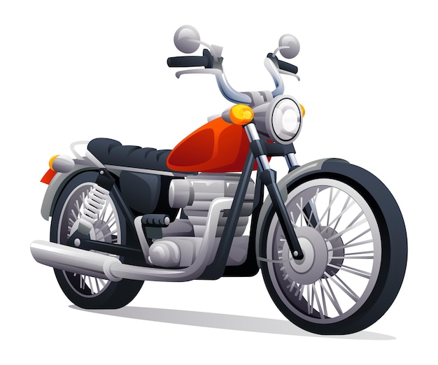 Classic motorcycle vector cartoon illustration isolated on white background