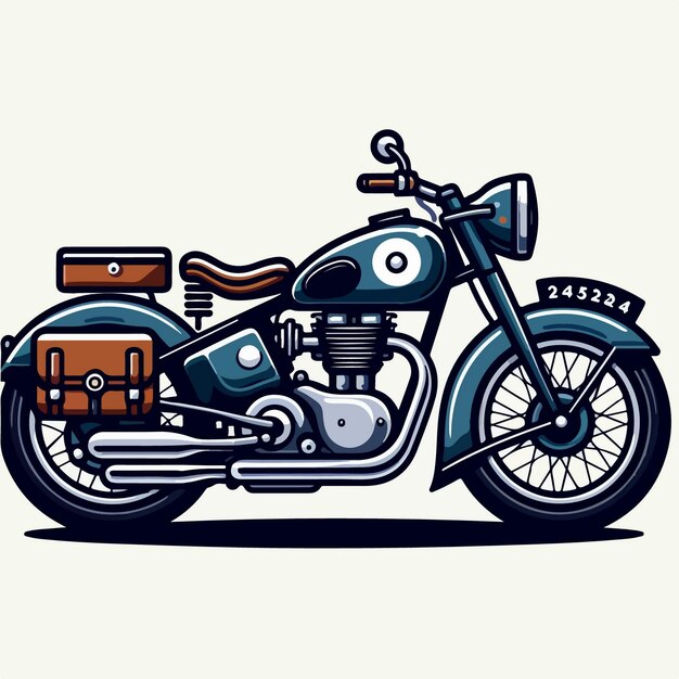 Vector classic motorcycle vector with outline style