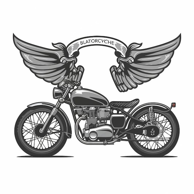 Classic motorcycles with wing Monochrome Vector