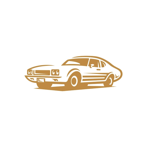 Classic muscle car line art. Vintage retro vehicle vector illustration