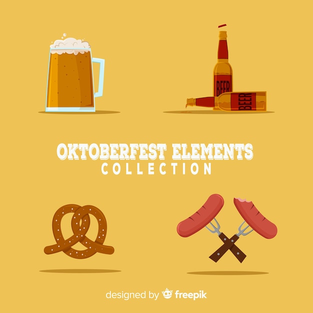 Vector classic oktoberfest element collection with flat design