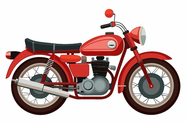 Vector classic red motorcycle vintage style art isolated