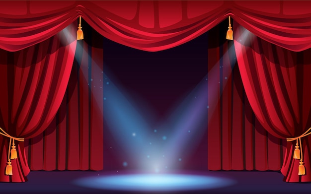 Classic stage with curtains and spotlights