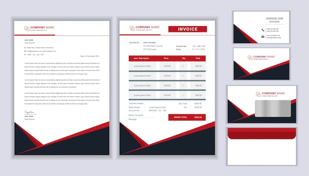 Classic stationery business corporate identity design with Letterhead template, invoice and business card.