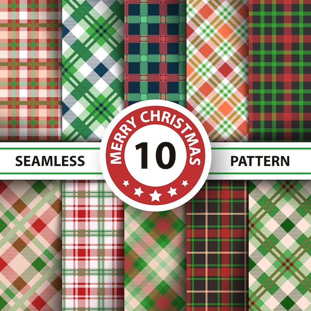 Classic tartan Gingham, Buffalo, Lamberjack, Merry Christmas check plaid seamless patterns