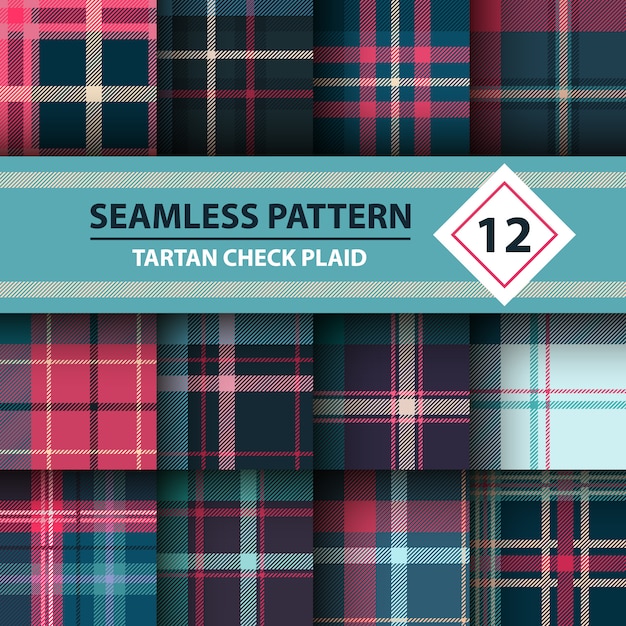 Classic tartan, Merry Christmas seamless patterns