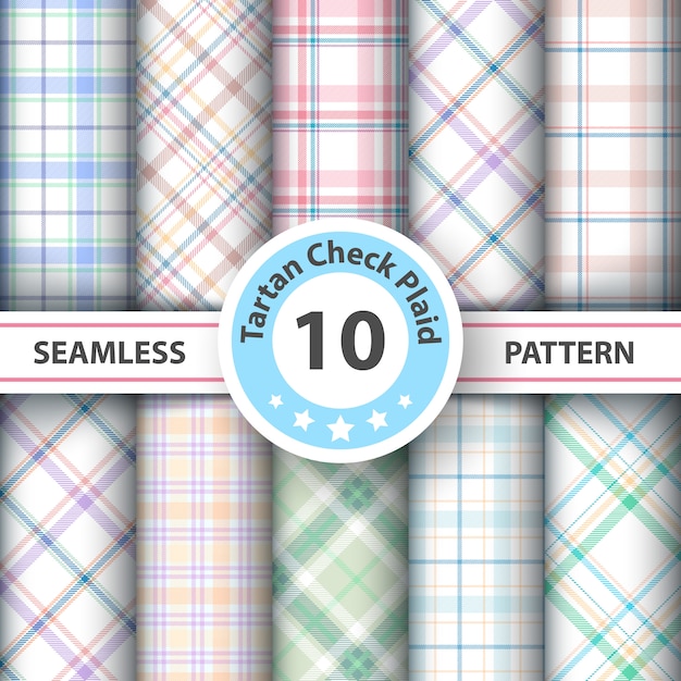 Classic tartan, Merry Christmas seamless patterns