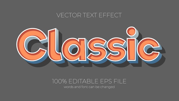 Classic text effect style EPS editable text effect