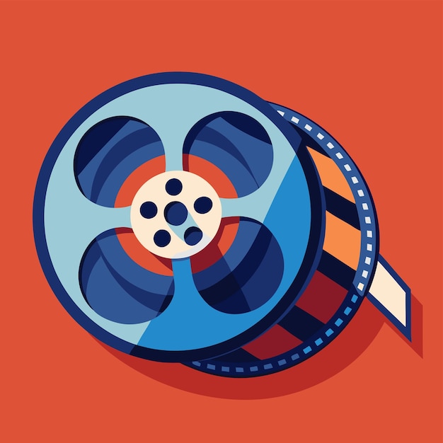 Classic Vector Illustration of Film with Reels Strips and a Retro Cinematic Design