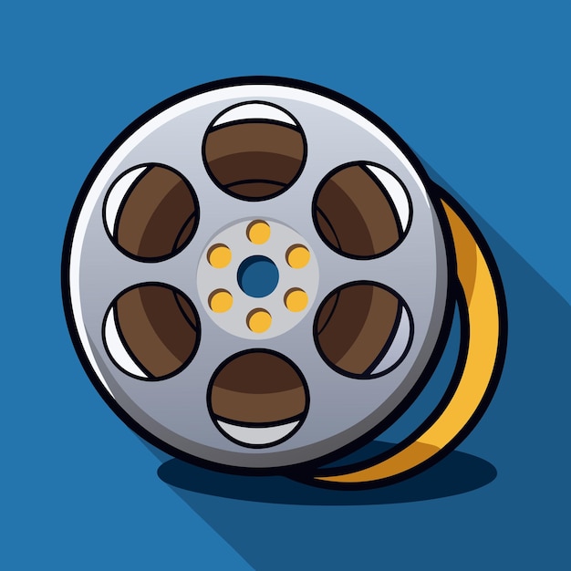 Classic Vector Illustration of Film with Reels Strips and a Retro Cinematic Design