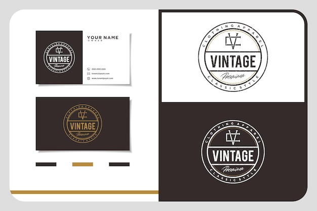 Classic Vintage Retro Label Badge logo design for cloth apparel classic round stiching business card