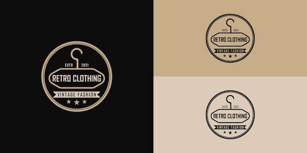 Vector classic vintage retro label badge logo design for cloth apparel presented with multiple background