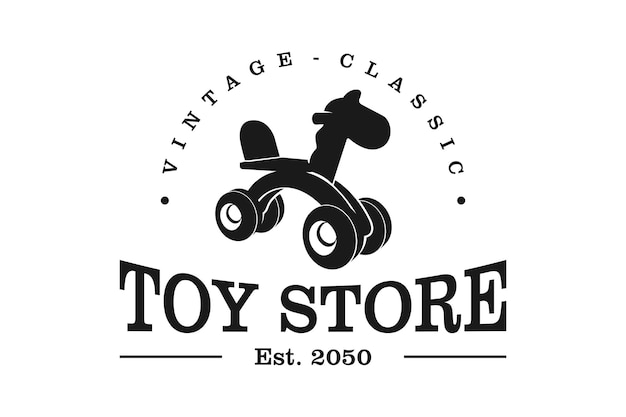 Classic Vintage toy store horse Retro Label Badge logo design