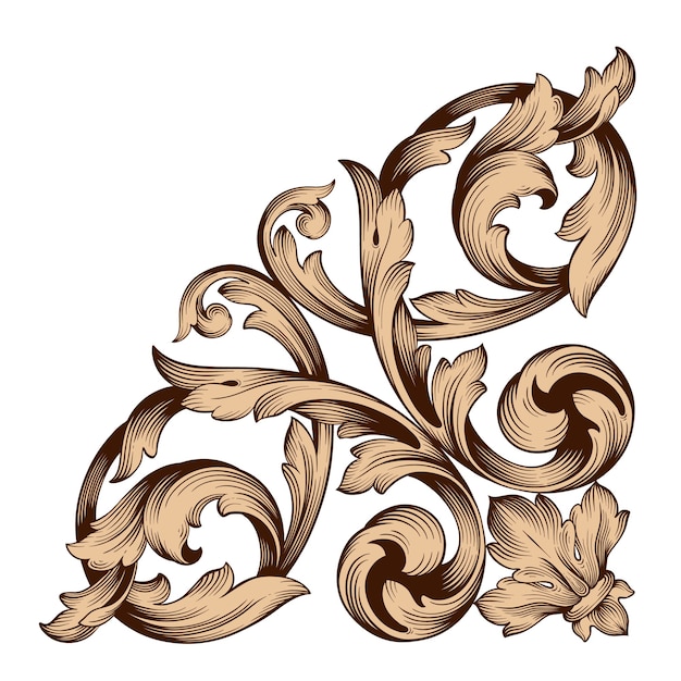 Classical baroque ornament. Decorative design element filigree.