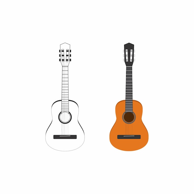 Classical guitar in vector shape with two color variants